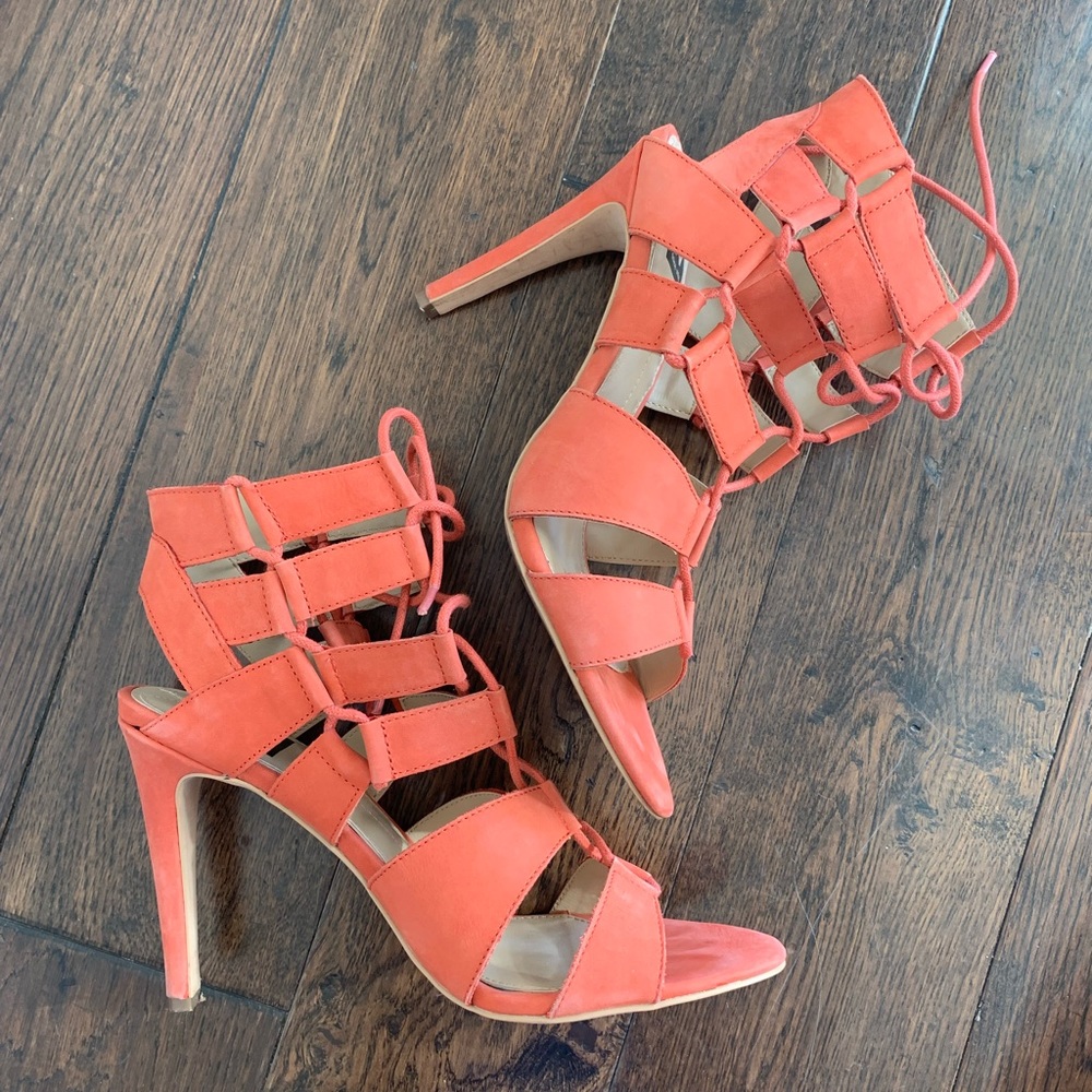 Dolce Vita Coral Nubuck “Tyler” Lace-up Heels